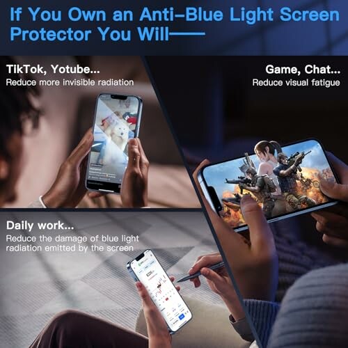 Benefits of using an anti-blue light screen protector for reducing radiation and visual fatigue.