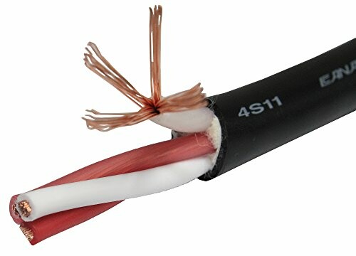 Close-up view of exposed coaxial cable with copper wires.