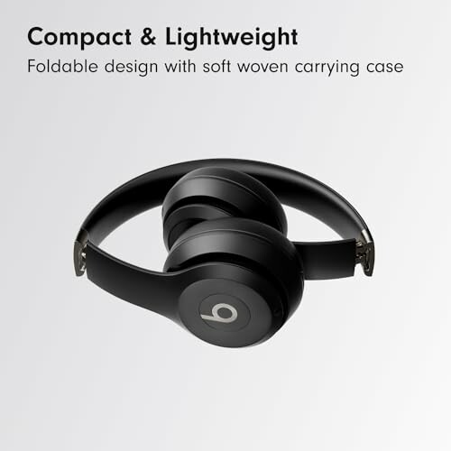 Black foldable headphones with carrying case