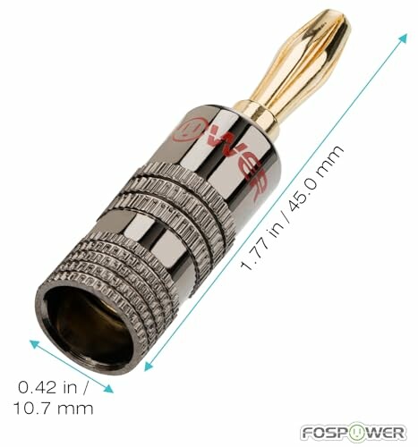 FosPower banana plug with measurements.