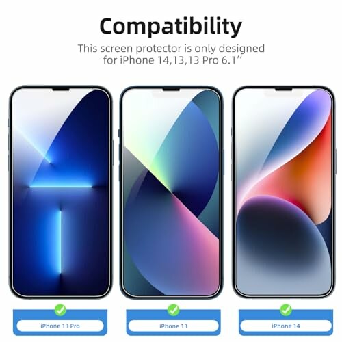 Screen protector compatibility for iPhone 14, 13, 13 Pro 6.1 inches.