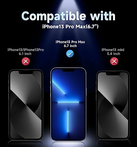 Compatibility chart for iPhone 13 models, highlighting iPhone 13 Pro Max as compatible.