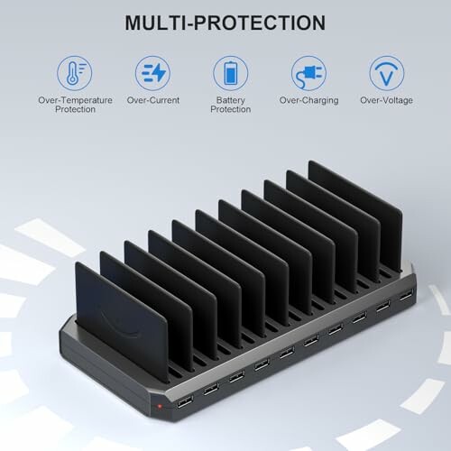 Multi-port USB charging station with multi-protection features.