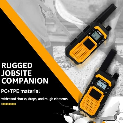 Rugged jobsite companion radio with PC+TPE material for durability.