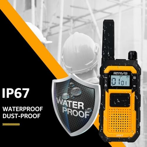 Waterproof and dust-proof radio with IP67 rating.