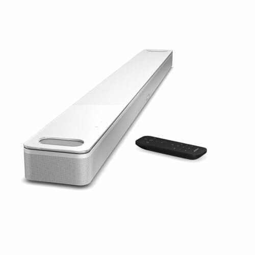 White soundbar with remote control